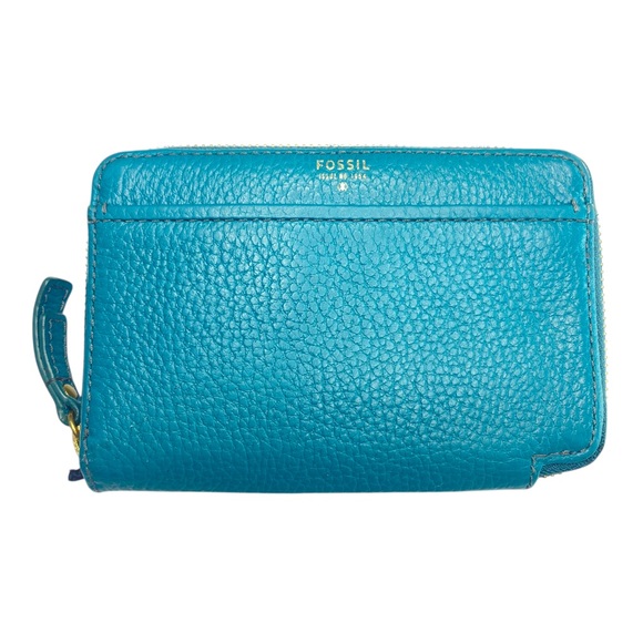 Fossil Teal Leather Wallet - Picture 1 of 7